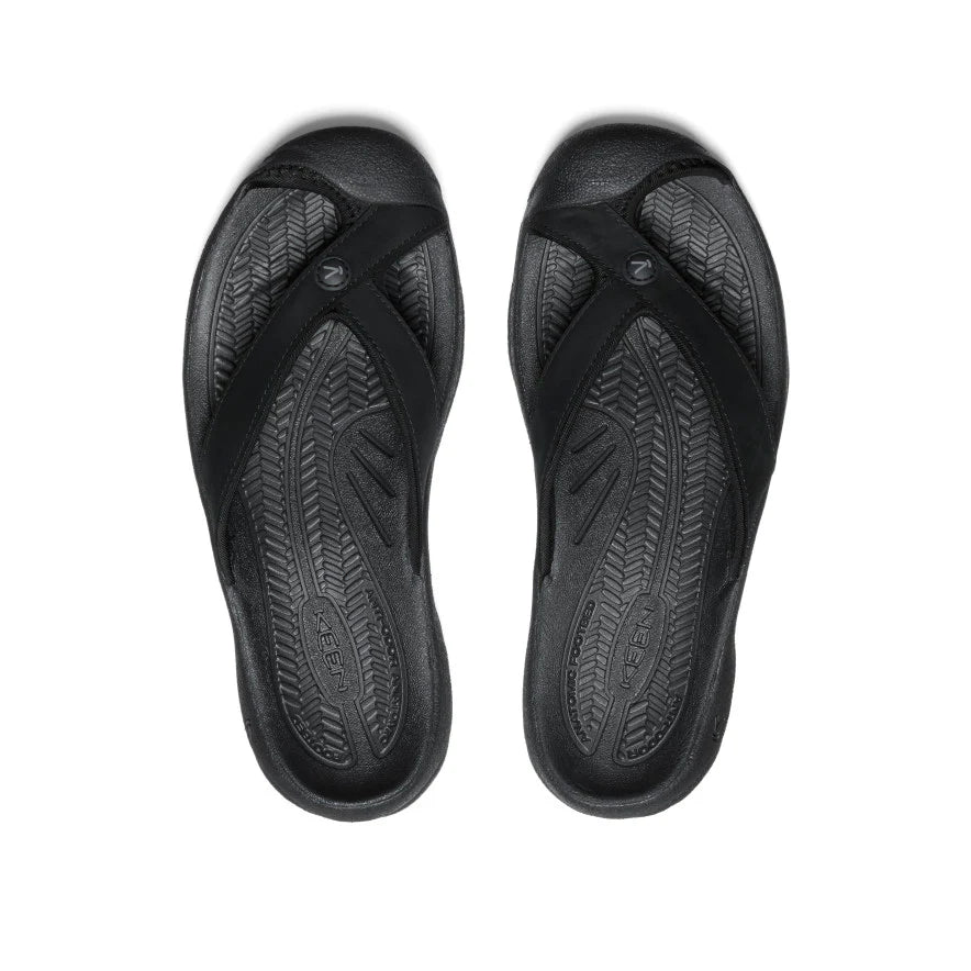 Women's Waimea Leather Flip-Flop | Black/Black - Image 4